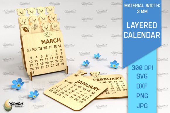 3D Layered Bear SVG for Laser Cutting Stands