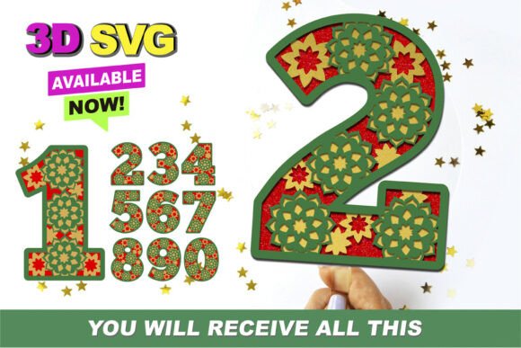 Arabic Numbers 3D SVG for Crafts and Graphics