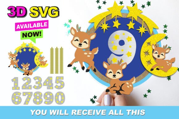 Baby Deer 3D SVG for Anniversaries