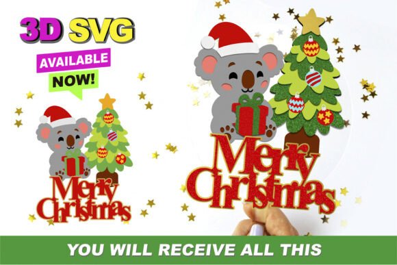 Baby Koala Christmas Topper 3D SVG Review