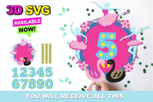 Ballerinas and Swans Cake Topper 3D SVG for Birthdays
