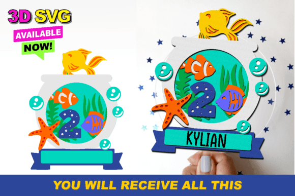 Fish Bowl SVG for Cake Toppers & Laser Cutting