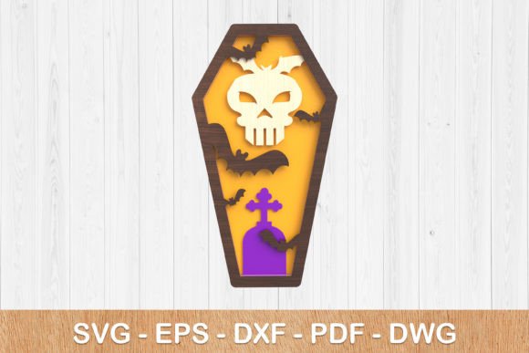 Halloween Coffin 3D SVG for Autumn Laser Cutting