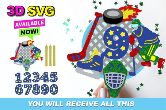 Hockey Cake Topper 3D SVG for Laser Cutting