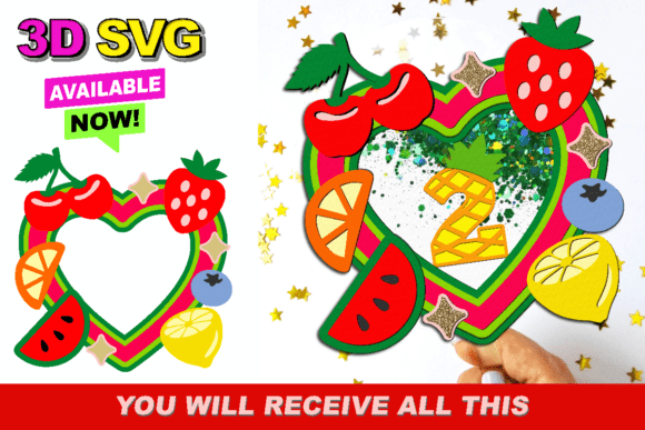 Tutti Fruitti Cake Topper 3D SVG Graphics